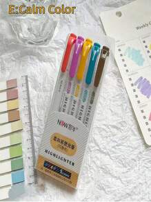 Double Headed Fluorescent Pen Retro Marker Pen Macaron Color Marker Pen Light Colored Student Key Hand Accounting Pen Back To School - Multicolor - View 6