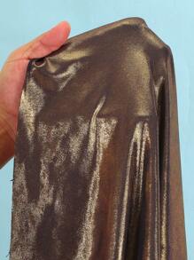 Swim Oasis 2pcs High-End Deep V-Neck Solid Color Glossy Fabric 3D Floral Decor Women Beach One-Piece Swimsuit Set For Summer Beach Vacation - Gold - View 8