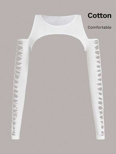 SHEIN ICON Super Cropped Top With Hollow Out Details