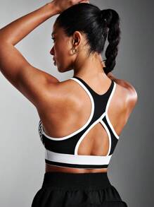 Powerista Women's Color Blocking Cutout Back Sports Bra - Black - View 4