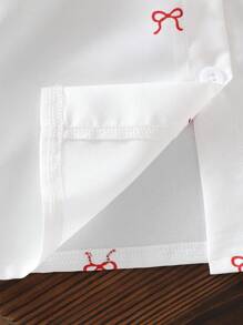 SHEIN Baby Girls Black Butterfly Print Lapel Shirt And Pleated Skirt 2Pcs Set, Summer Casual Outfit