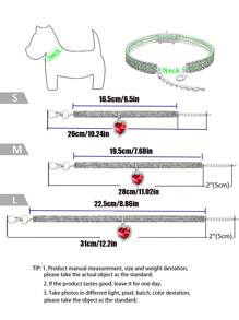 PETSIN 闪亮水钻心形猫项圈 - 可调节，柔软天鹅绒分离式项圈，适合小猫和小狗，适合派对装饰，非常适合房间装饰