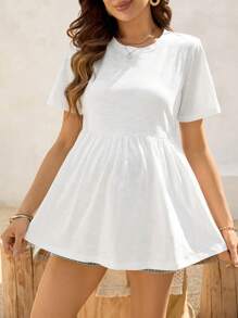 SHEIN Camiseta de maternidad de unicolor, minimalista y de moda para el verano