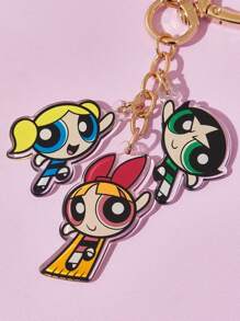 THE POWERPUFF GIRLS X SHEIN 时尚3D心形皮革钥匙扣，亚克力吊坠装饰配件，Y2K风格，情人节 - 彩色 - 查看 5