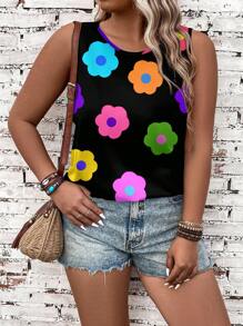 EMERY ROSE Camiseta de tirantes con estampado floral, talla grande, uso casual de verano - Multicolor - Ver 5