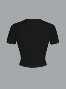 Women Crew Neck Cropped Tee, Minimalist And Fashionable For Summer