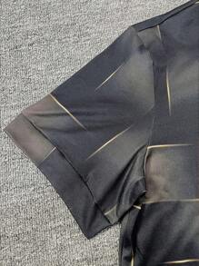 Manfinity Dauomo Men's 3D Print Short Sleeve Drawstring Hoodie - Black - View 5