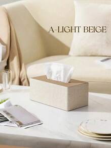SHEIN 1pc Luxury Beige Wooden Tissue Box Cover, European Style Square Tissue Holder Case For Home, Dining, Hotel With Leather Cover, Modern Simple Design For Office, Commercial Use Valentine's Day, Valentines Wedding, Birthday, Storage, Storage Box, Organiser, Organizer, Organization And Storage, Room Decor, Storage Organizer, Tissue Box, Bedroom, Home, Desk Organiser, Home Decor,Back To School