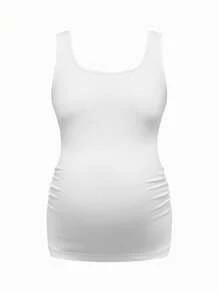 Modmama Maternity Summer Casual Shoulder Strap Round Neck Tight Tank Top, Multiple Colors - Grey - View 4