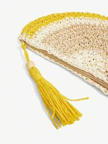 SHEIN SXY Quý cô, Túi cầm tay nữ, Túi cói, Thời trang, Thanh lịch, Đơn giản, Cá nhân hóa, Đa năng, Hình quả chanh, Hình trái cây, Dành cho bãi biển, Kỳ nghỉ, Ngày lễ, Mùa hè, Bên bờ biển, Hoàn toàn phù hợp với phụ kiện dạ hội - Màu vàng - Xem 5