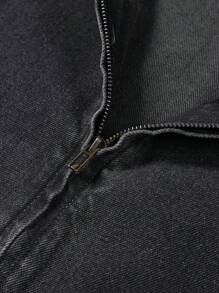 Manfinity EMRG Men's Washed Khaki Casual Loose Denim Jacket - Light Grey - View 7