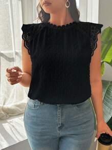 SHEIN Frenchy Ärmelloses Hemd Einfarbig in Große Größen, einfach und modisch für den Sommer