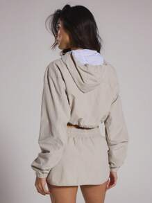 Musera Sport Cropped Zip Through Hooded Tech Jacket Sport, Active, Workout, Gym, Padel, Tennis, Pickleball Gym Fitness - Grey - View 4