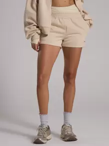 Musera Sport Elasticated Waist Jersey Mini Shorts Sport Fitness Active,Padel Tennis Racquetball Pickleball Gym Fitness - Apricot - View 2