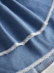 SHEIN MOD Women's Backless Bow Decor Denim Slip Dress