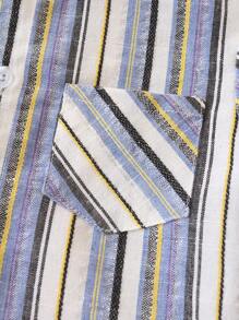 2pcs/Set Baby Boys/Girls Casual Buttoned Collar Pocket Short Sleeve Shirt With Patchwork Vest Top, Suitable For Daily Wear, Vacation & Travel