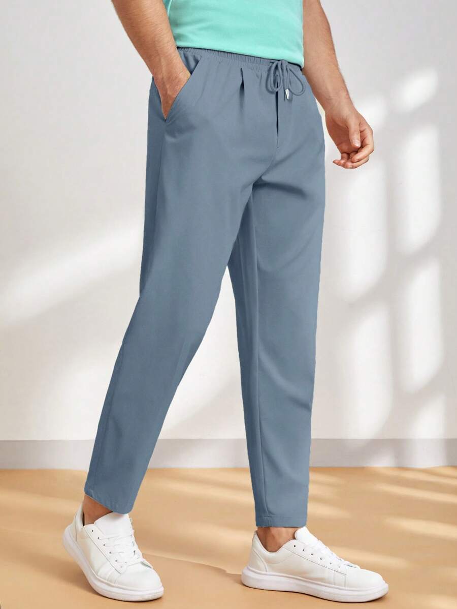 Manfinity VCAY 男式纯色抽绳腰口袋休闲编织裤