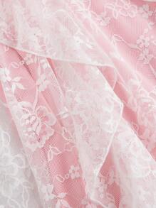 SHEIN MOD 女士优雅蕾丝荷叶边蝴蝶结装饰吊带裙、女士度假装、夏装、派对礼服、女士新年礼服、性感礼服、女士晚礼服、女士度假装、乡村装、情人节、女士巡航装、女士柔和色调礼服