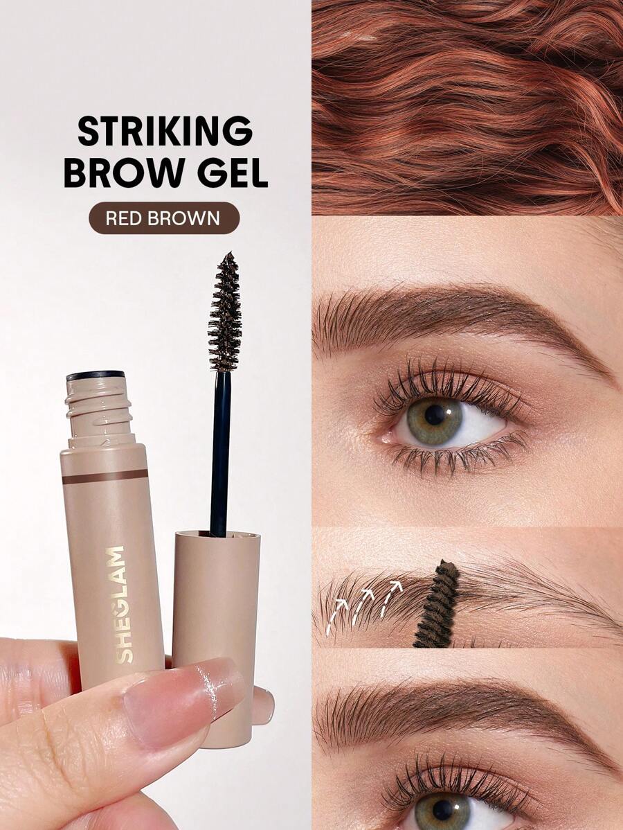SHEGLAM Striking Brow Gel-Red Brown Waterproof Eyebrow Cream Long Lasting Highly Pigmented Shaping Filling Eyebrow Balm With Small Brush Brand Beauty Makeup Face Paint Cosmetic For Women Girls Perfect For Winter Spring Ideal For Y2K Fancy Fashion Suitable For Birthday Gift Party Ready Best Color - Red-brown - View 1