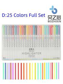 Double Headed Fluorescent Pen Retro Marker Pen Macaron Color Marker Pen Light Colored Student Key Hand Accounting Pen Back To School - Multicolor - View 5