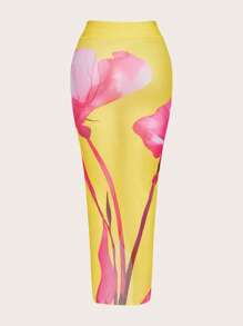 Slaydiva Women's 3D Floral Print Swimwear With Skirt Set, Vacation Wear - Multicolor - View 14