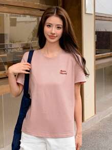 DAZY Camiseta Gráfica Con Letras - Rosa vieja - Ver 4