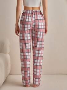 RueChic Women High Quality Soft Touch Viscosesontrast Colour Ribbon With Plaid Pattern Lounge Bottom - Multicolor - View 2