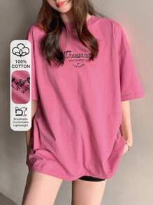 DAZY Letter Graphic Drop Shoulder Tee Thousand MASTERPIECES OF LABORER Summer Oversized T-Shirt