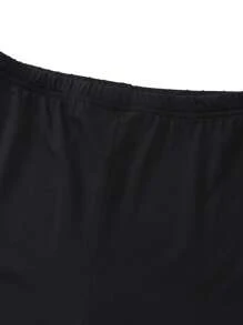 SHEIN Explorewe 2pcs/Set Teen Girls Printed Cropped T-Shirt And Solid Color Elastic Waist Shorts Set - Multicolor - View 7