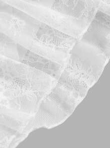 SHEIN MOD Women's White Lace Drawstring Waist Mini Skirt, New Years, Rave Festival, Y2k Clothes, Sexy Skirt, Western Wear Women, Summer For Women, Country, Valentine Day, Cruise Women Sexy - White - View 4