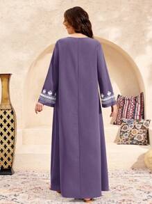 SHEIN Leap Crew Teen Girls' Print Robe, Long Length, Suitable For Vacation, Spring/Summer - Dusty Purple - View 2