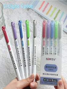 Double Headed Fluorescent Pen Retro Marker Pen Macaron Color Marker Pen Light Colored Student Key Hand Accounting Pen Back To School - Multicolor - View 4