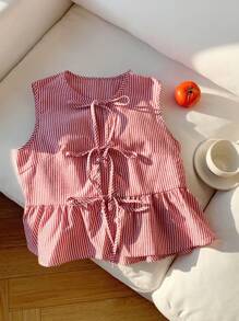 Comfortcana Women's Striped Print Tie Camisole Blouse