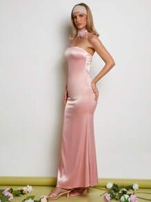COSMINA Women's Solid Color Strapless Fishtail Hem Dress, Elegant For Formal Occasions