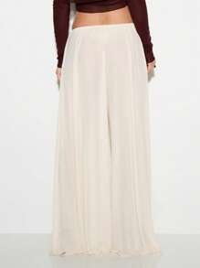 KIZN 飘逸阔腿阔腿裤海滩度假服休闲裤带抽绳轻便夏季休闲旅行度假裤