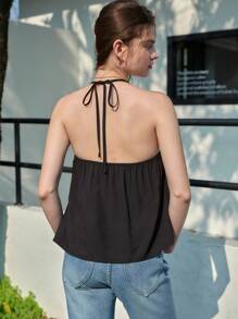 Women's Ruffled Strap Fitted Tank Top, Sexy & Slimming, Summer - Black - View 2