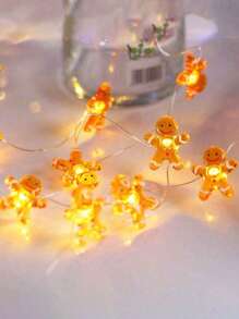 SHEIN 1 szt. 1 m lampki choinkowe Gingerbread Man na choinkę, do pokoju, do wystroju domu, na Boże Narodzenie, na Święto Dziękczynienia, na imprezę, na święta, na kominek, na gablotę, na stół jadalny, na Boże Narodzenie