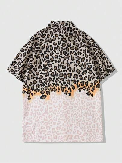 Street Life Chemise d'été décontractée à manches courtes avec imprimé léopard pour homme