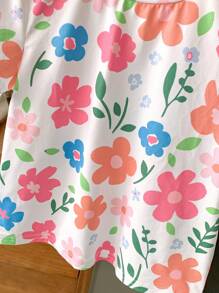 SHEIN Girls' Fitted Crew Neck Sweater With Heart Pattern - White - View 3