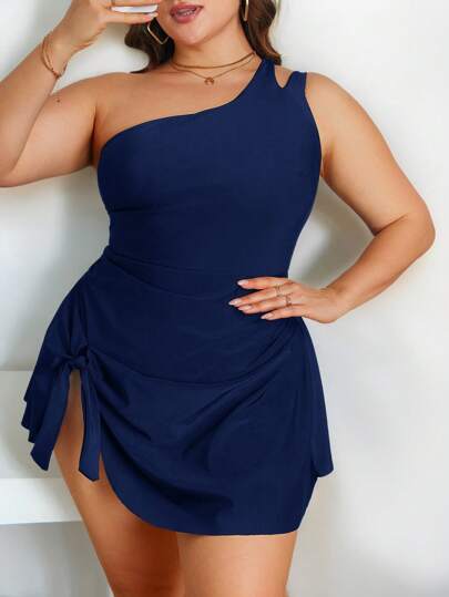 Swim Lushoire Traje de baño de una pieza de talla grande con tirantes, de unicolor