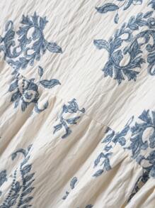 Rusticease 女士植物印花 3/4 袖休闲长款度假连衣裙