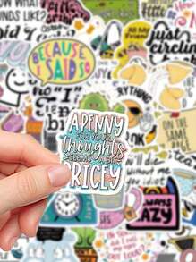SHEIN 50pcs Funny Sarcastic Stickers Waterproof Cartoon Gifts For Journal Scrapbook Water Bottles Laptop Bumper Water Bottles Computer Phone And Decals