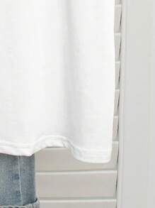 Women's Round Neck T-Shirt With Lemon Fruit Graphic Print - White - View 4