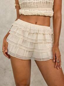 Swim Glamine Ruffled Cover-Up Top & Shorts, Simple & Fashionable, Suitable For Summer