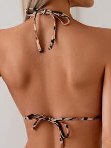 SHEIN Swim Spring/Summer Bestselling Leopard Print Backless One-Piece Swimsuit, For Beach & Poolside - Multicolor - View 5