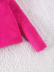 Elladie kids Girls Casual Daisy Print Long Sleeve Round Neck Tee And Elastic Waist Straight Leg Floral Print Denim Pants Set, Suitable For Spring And Autumn - Hot Pink - View 4