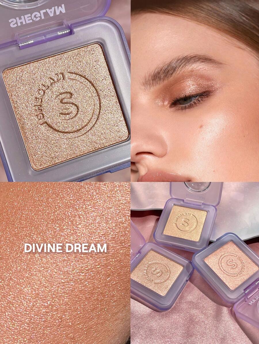 SHEGLAM Moonside Highlighter-Divine Dream Powder Highlighter Powder Shimmer Long Wear Brightening Non-Caking Glow Highlighter Brand Beauty Makeup Face Paint Cosmetic For Women Girls Perfect For Winter Spring Ideal For Y2K Fancy Fashion Suitable For Birthday Gift Party Ready Best Color - Divine Dream - View 1