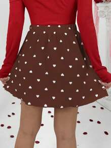 Chiquease Falda con diseño de corazones a rayas y cintura elástica para mujer