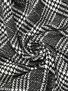 Flirla Plus Size Casual Plaid Print Straight Leg Suit Pants - Black and White - View 3