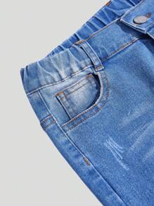 Tween Girls' Distressed Denim Jeggings, Fashionable And Versatile Snug Fit Jeans - Medium Wash - View 7